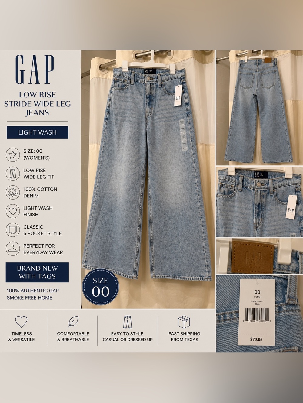 GAP Light Blue Wide Leg Denim Jeans